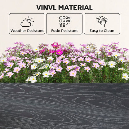 Outsunny Vinyl Raised Garden Bed Kit, 3 x 3 x 1ft Modular Elevated Garden Box with Slotting Legs and Open Bottom, Dark Grey