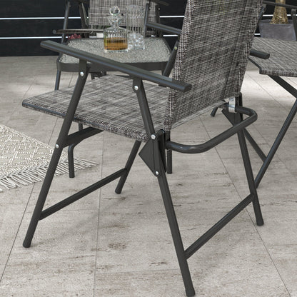 Outsunny Outdoor\'c2\'a04 Pieces Patio Furniture Set with Breathable Mesh Fabric\'c2\'a0Seat & Backrest,\'c2\'a0Garden Set with Two Foldable Armchairs, a Loveseat &\'c2\'a0Glass\'c2\'a0Top\'c2\'a0Table, Mixed Grey