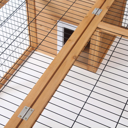 PawHut Rabbit Hutch Outdoor, Guinea Pig House, Bunny Run Cage with Openable Top for 1–2 Rabbits, Yellow