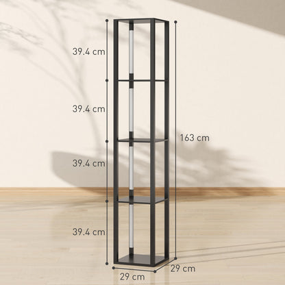 HOMCOM Floor Lamp with Shelves, 4 Layer Dimmable Column Modern Standing Lamp with 3 Brightness Levels and Foot Switch for Living Room, Bedroom, Office, Black