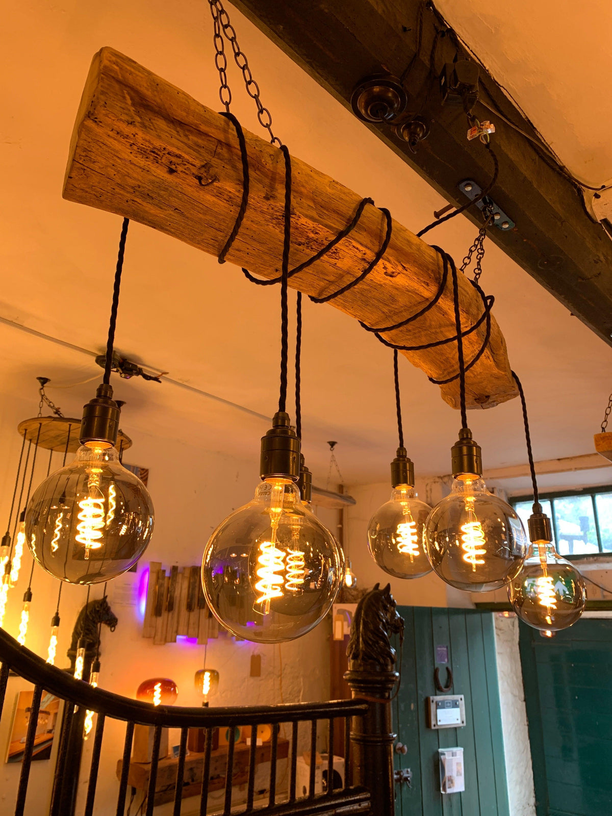 Rustic Ancient Oak Wrap Chandelier | Reclaimed Beam Kitchen & Dining Lighting