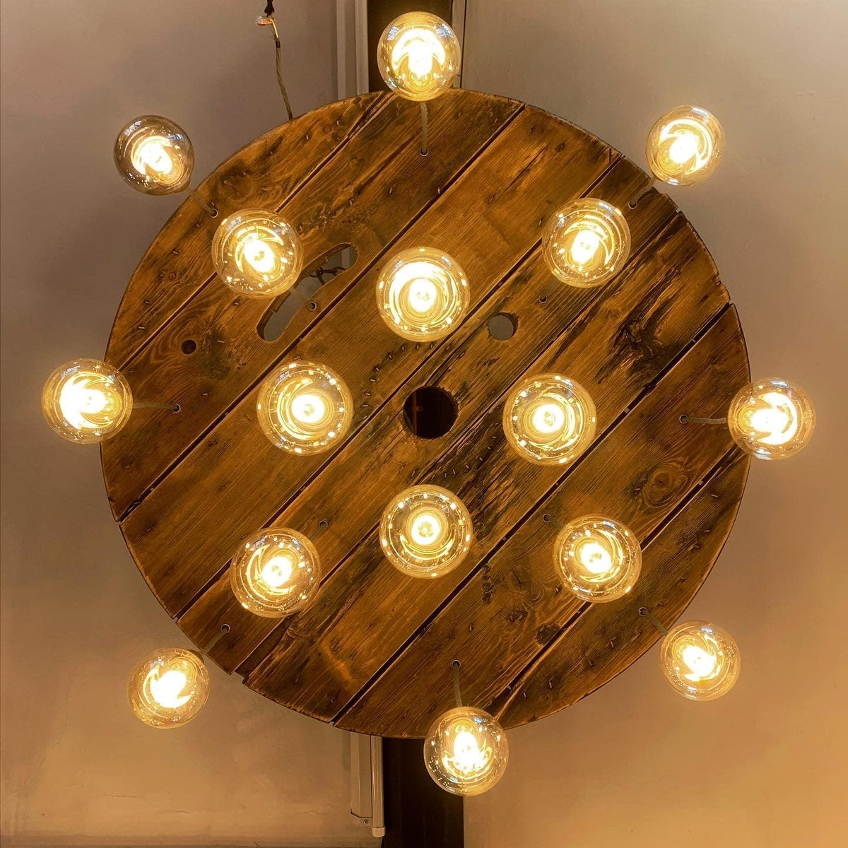 Cable Reel Cluster Chandelier | Rustic Stairwell & High Ceiling Lighting UK