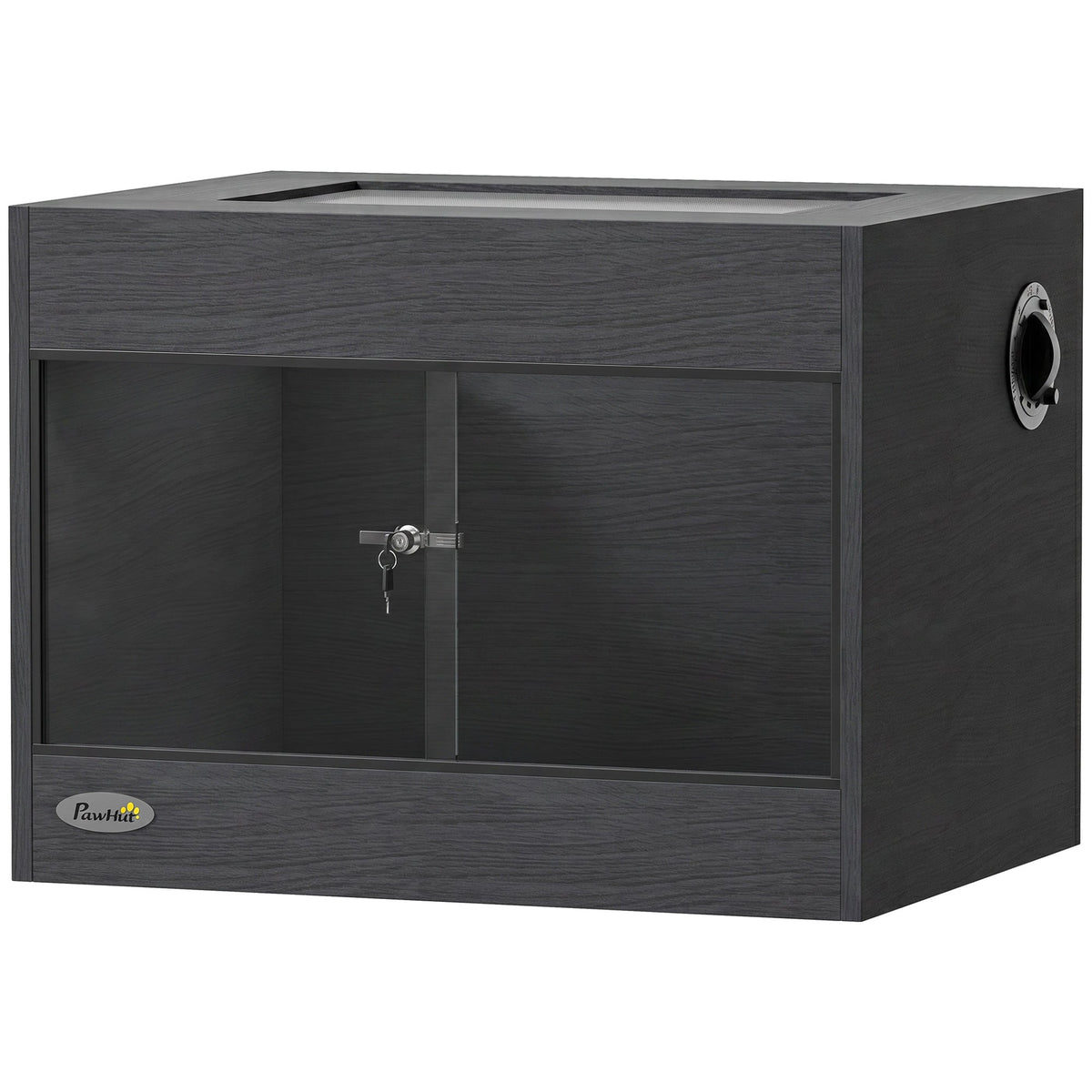 PawHut Reptile Terrarium, Reptile Vivarium with  Glass Doors, Secure Lock, Top Ventilation for Snake, Gecko, 60x45x45cm, Black