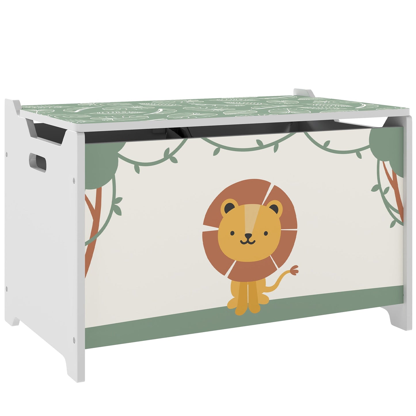 AIYAPLAY Toy Box with Lid, Safety Hinges and Groove Handles, Toy Storage organiser for Kids, Living Room, Playroom, Green