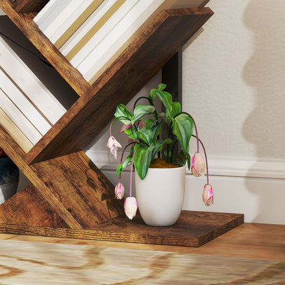 HOMCOM Six-Section Tree Bookcase - Wood-Effect