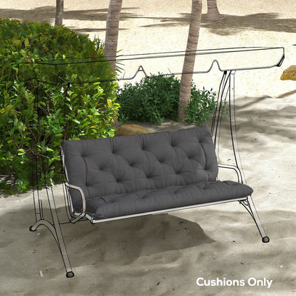Outsunny Garden Bench Cushion, 2 Seater Swing Chair Cushion, Seat Pad with Ties for Indoor and Outdoor Use, 110 x 120 cm, Black