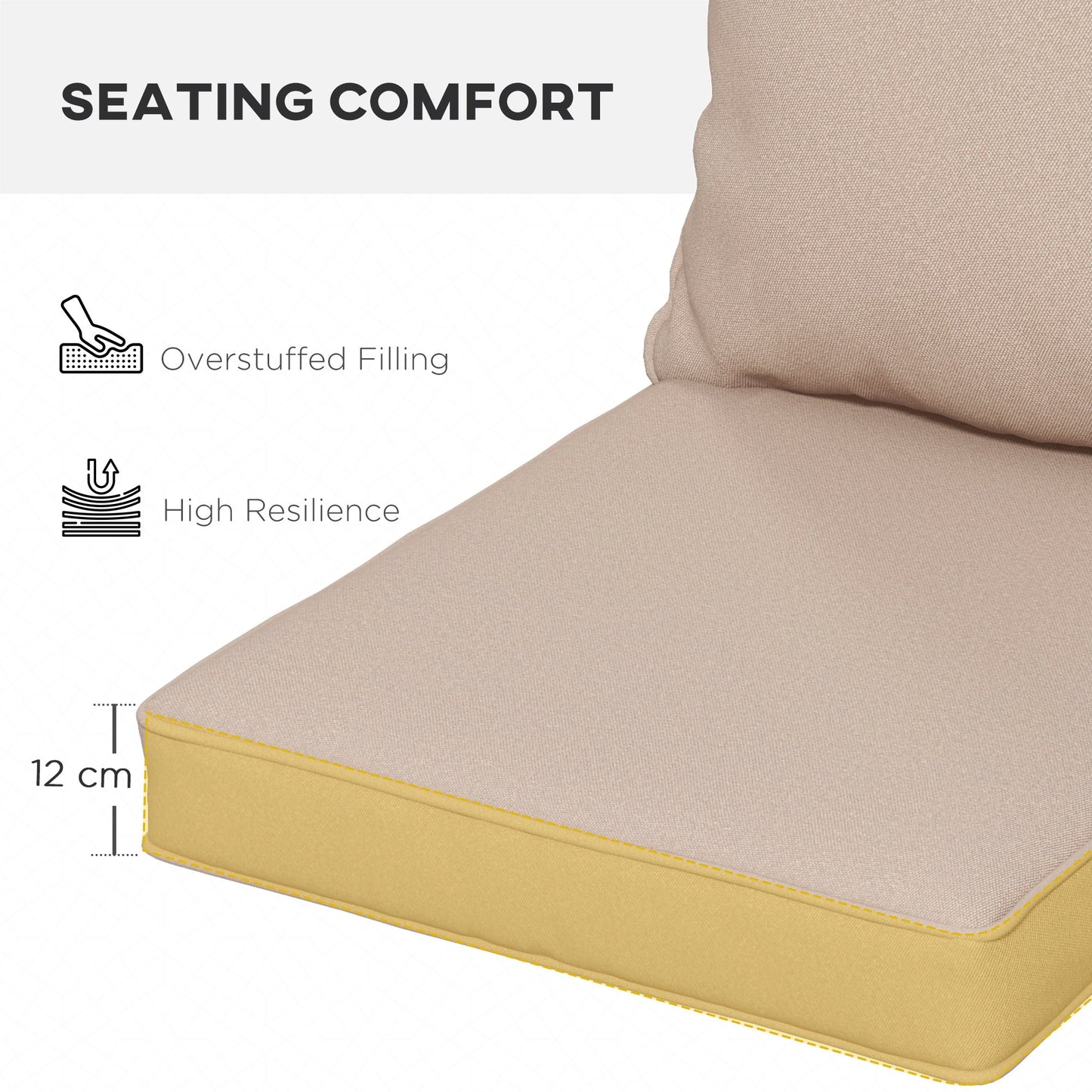 Outsunny Seat and Back Padded Cushion Set - Beige