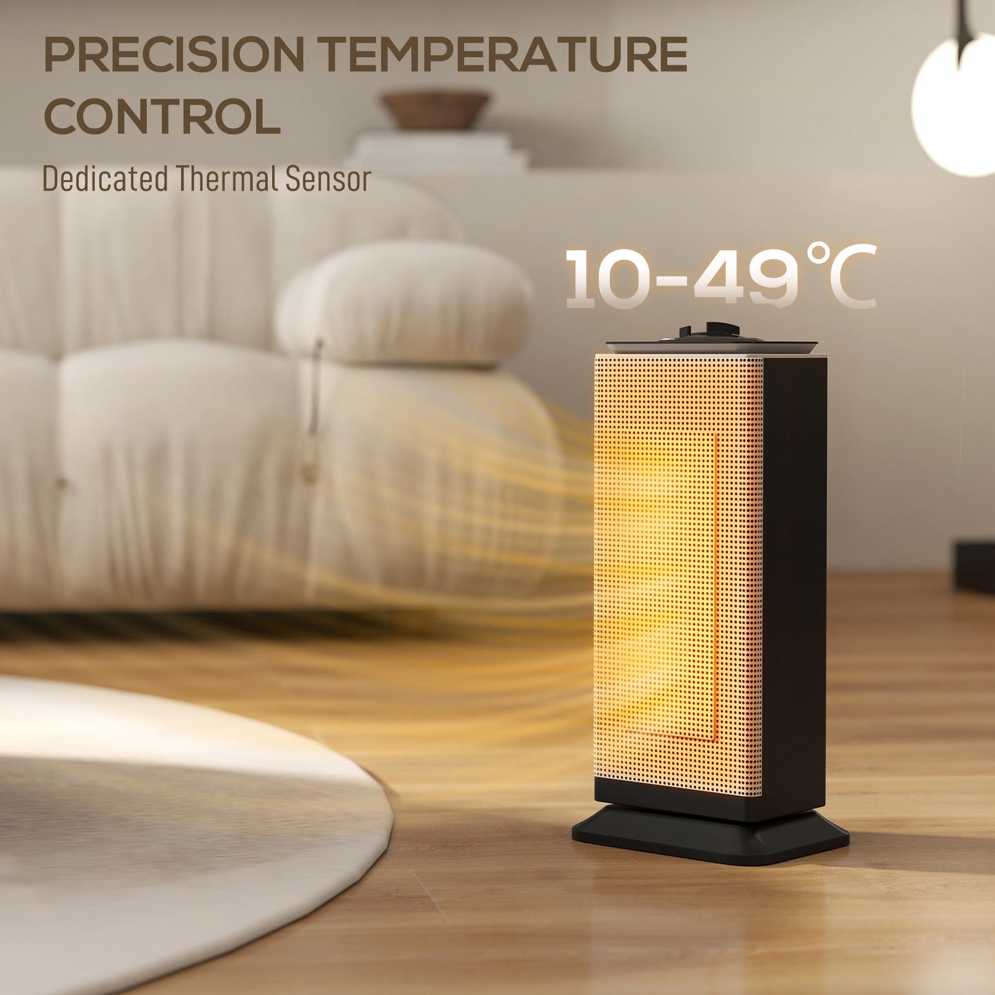 HOMCOM 2000W Ceramic Electric Heater with Fan, Oscillation - Black