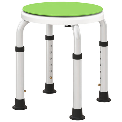 HOMCOM 360\'c2\'b0 Swivel Shower Chair, Height Adjustable Aluminium Shower Stool with Non-Slip Feet for Disabled, Elderly, Green
