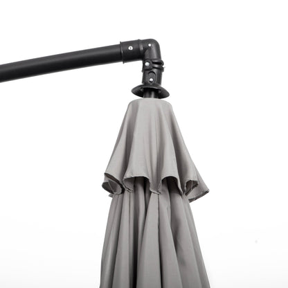 Outsunny 3(m) Cantilever Umbrella 18 Ribs & Vents Adjustable Angle for Patio Light Grey