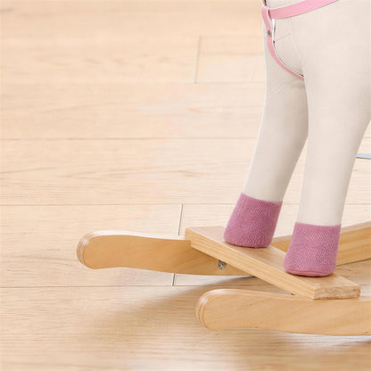 AIYAPLAY Rocking Horse, Unicorn Ride on Horse with Sounds and Stable Wooden Base for 1-3 Years, Cream White