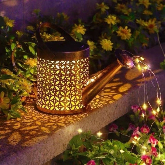 Solar Kettle Lamp Iron Watering Can Lantern