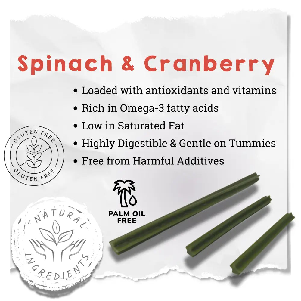 Spinach & Cranberry Chew Stick Vegetable Chew For Dogs