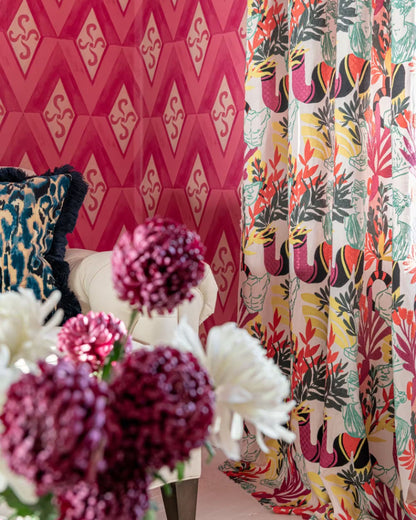 Statuario Pink Embroidered Fabric