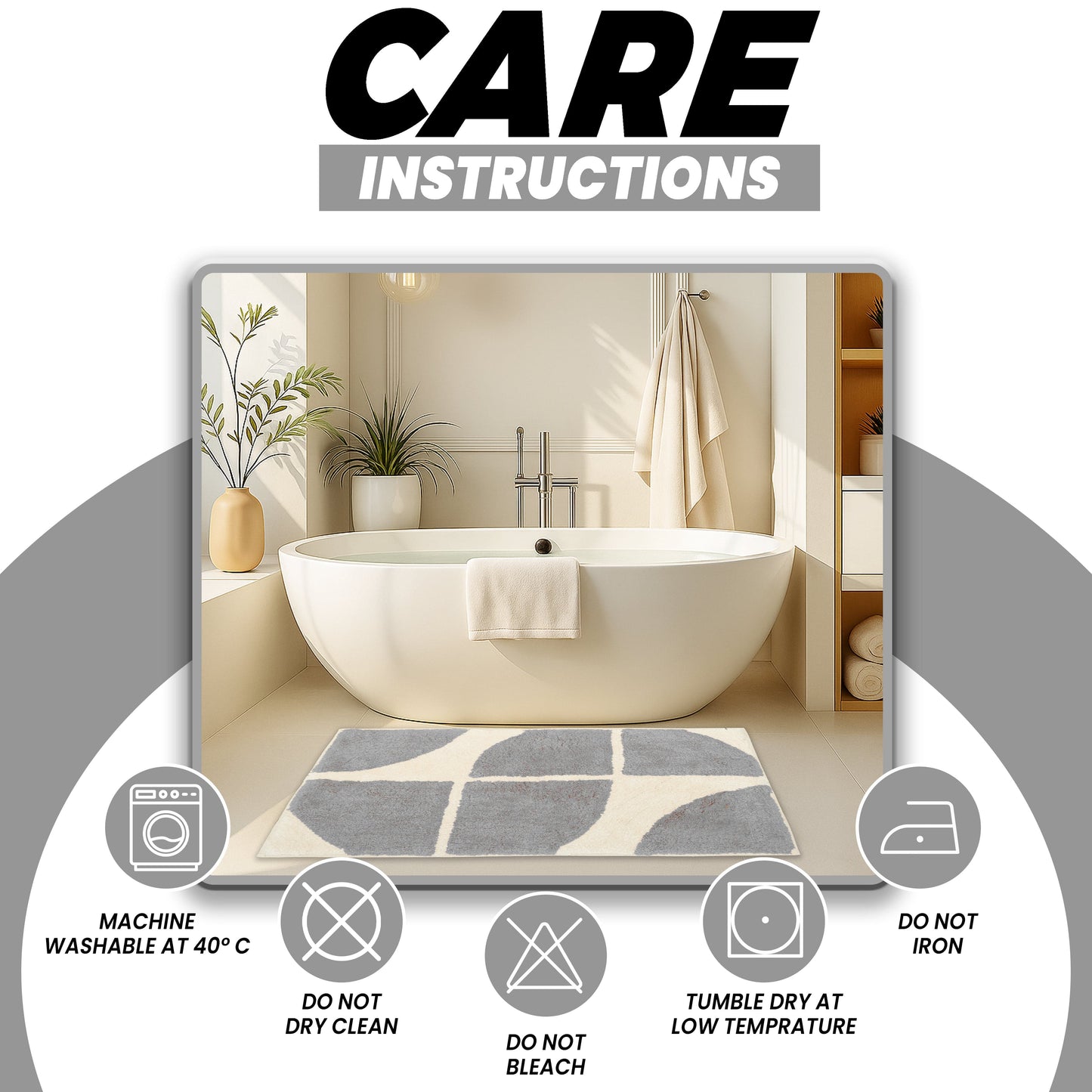 Stockholm Bath Mat Non Slip Backing Super Soft Water Absorbent Cotton Blend Mats Quick-Drying Bathroom Toilet Floor Rug by OLIVIA ROCCO