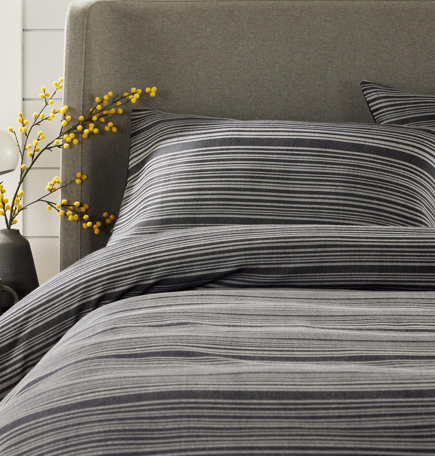 Stripe Jacquard Reversible Cotton Blend Duvet Cover Set with Pillowcases Luxurious Eco-Friendly Bedding for Master and Guest Bedrooms Multiple Sizes and Colours by OLIVIA ROCCO