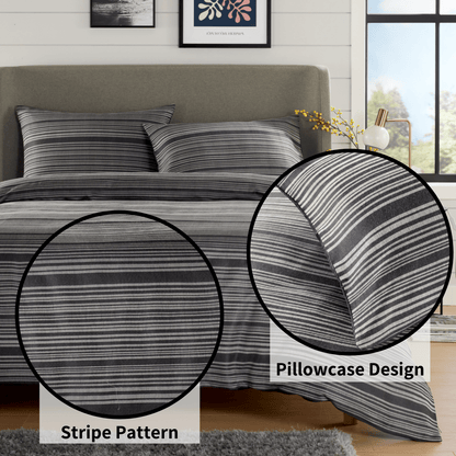 Stripe Jacquard Reversible Cotton Blend Duvet Cover Set with Pillowcases Luxurious Eco-Friendly Bedding for Master and Guest Bedrooms Multiple Sizes and Colours by OLIVIA ROCCO
