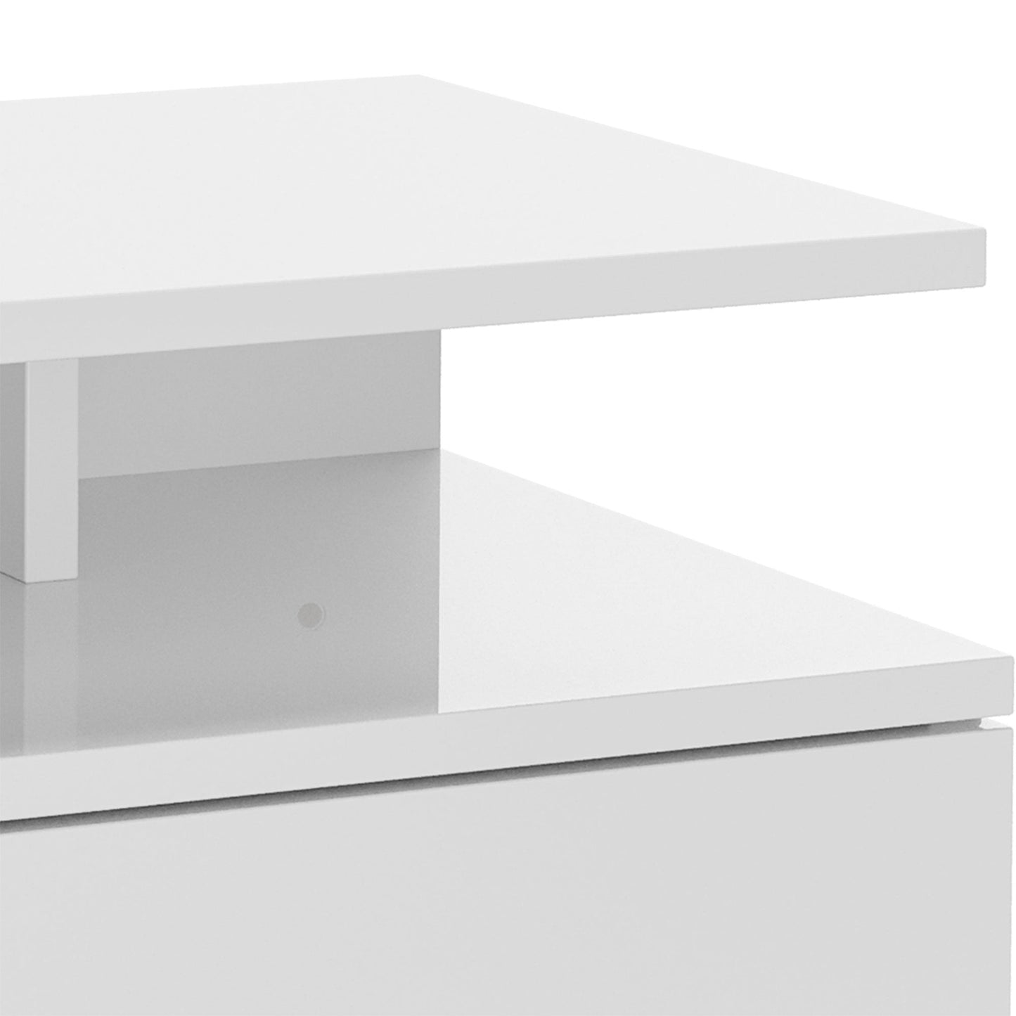 HOMCOM Set of Two Floating High Gloss Bedside Tables - White