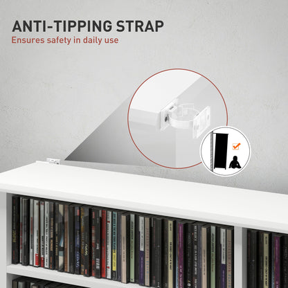 HOMCOM 16-Compartment Media Shelf- White