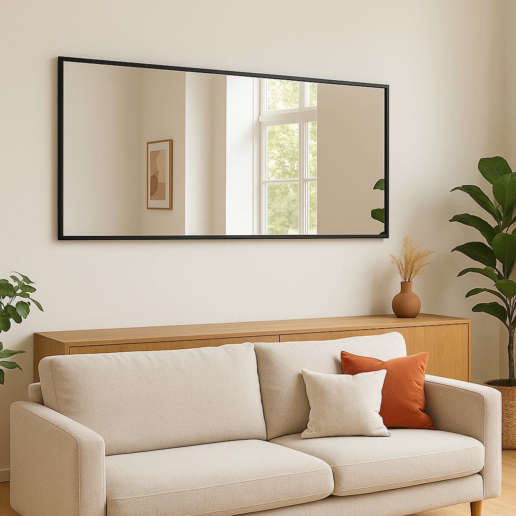 Takara - Full Length Black Metal Rectangle Mirror - 180cm x 90cm
