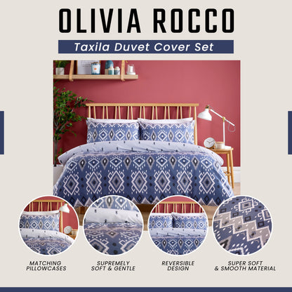 Taxila Duvet Cover Set Easy Care Quilt Covers with Pillowcases Super Soft Reversible Bedding Bed Linen Sets for Bedroom Décor by OLIVIA ROCCO