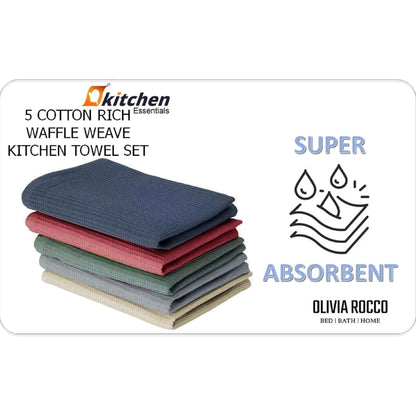 20 Pack Tea Towel Waffle Kitchen Tea Towels Cotton Absorbent Long Lasting Catering Bar Dish Towel Assorted by OLIVIA ROCCO