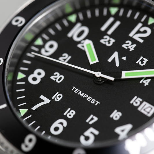 'Tempest' Quartz Navigator Watch (40mm) | Seal Black