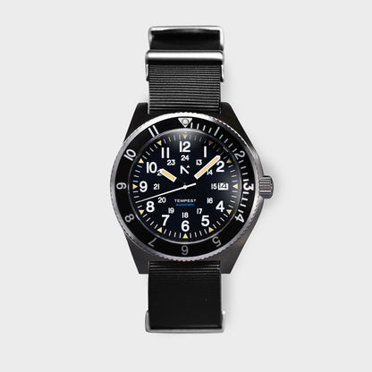 'Tempest' Automatic Navigator Watch (40mm) | Seal Black