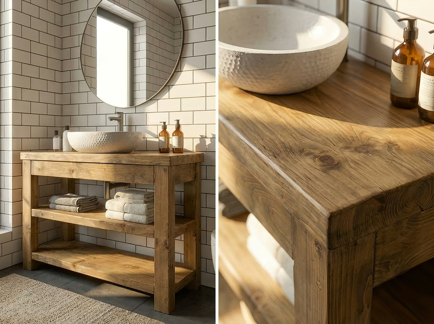 TERO Solid Wood Bathroom Vanity With Shelf