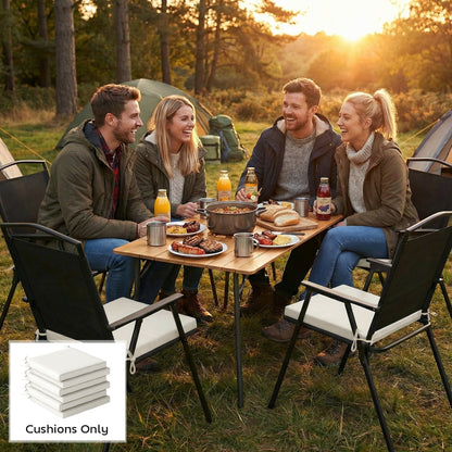 Outsunny Set of 6 Outdoor Seat Cushions with Machine Washable Cover, Water Repellent Seat Cushions Cream White