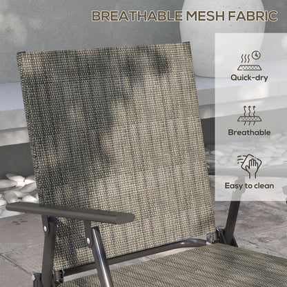 Outsunny Outdoor\'c2\'a04 Pieces Patio Furniture Set with Breathable Mesh Fabric\'c2\'a0Seat & Backrest,\'c2\'a0Garden Set with Two Foldable Armchairs, a Loveseat &\'c2\'a0Glass\'c2\'a0Top\'c2\'a0Table, Mixed Brown