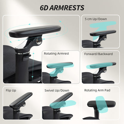 HOMCOM Ergonomic Office Chair, High Back Mesh Desk Chair, Black