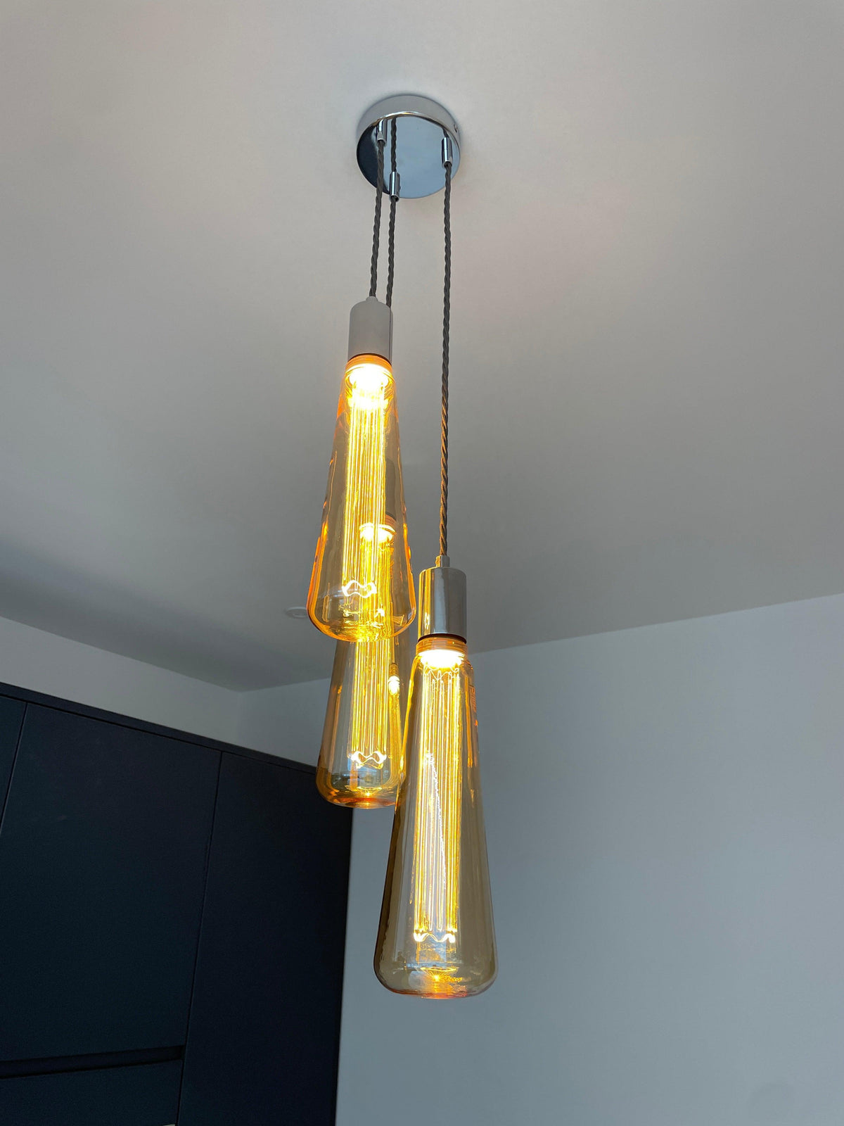 Triple 'Kinna' Cluster Pendant Light | Kitchen Island, Stairwell & Dining Lighting UK