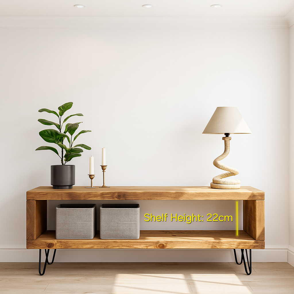 Solid Wood Chunky TV Unit With 7 inch Metal Legs