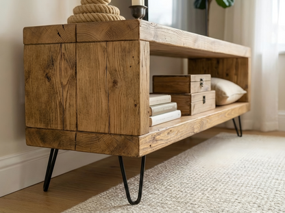 Solid Wood Chunky TV Unit With 7 inch Metal Legs