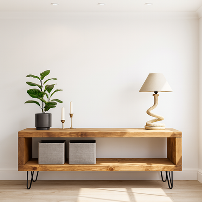 Solid Wood Chunky TV Unit With 7 inch Metal Legs