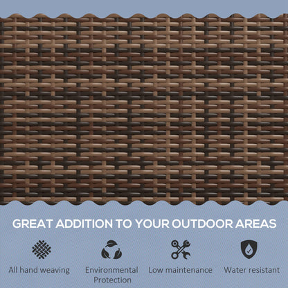 Outsunny All Weather Wicker Garden Loveseat, 2 Seater Poly Rattan Garden Bench, Outdoor Seating Bench Brown