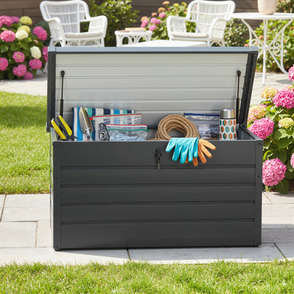Outsunny 311L Galvanised Steel Garden Storage Box - Dark Grey