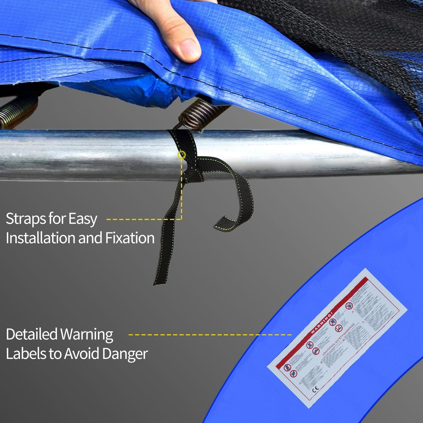 HOMCOM \'ce\'a6244cm Trampoline Pad Pads Replacement Trampoline Accessories Safety Surround Pads Padding - 8ft Blue