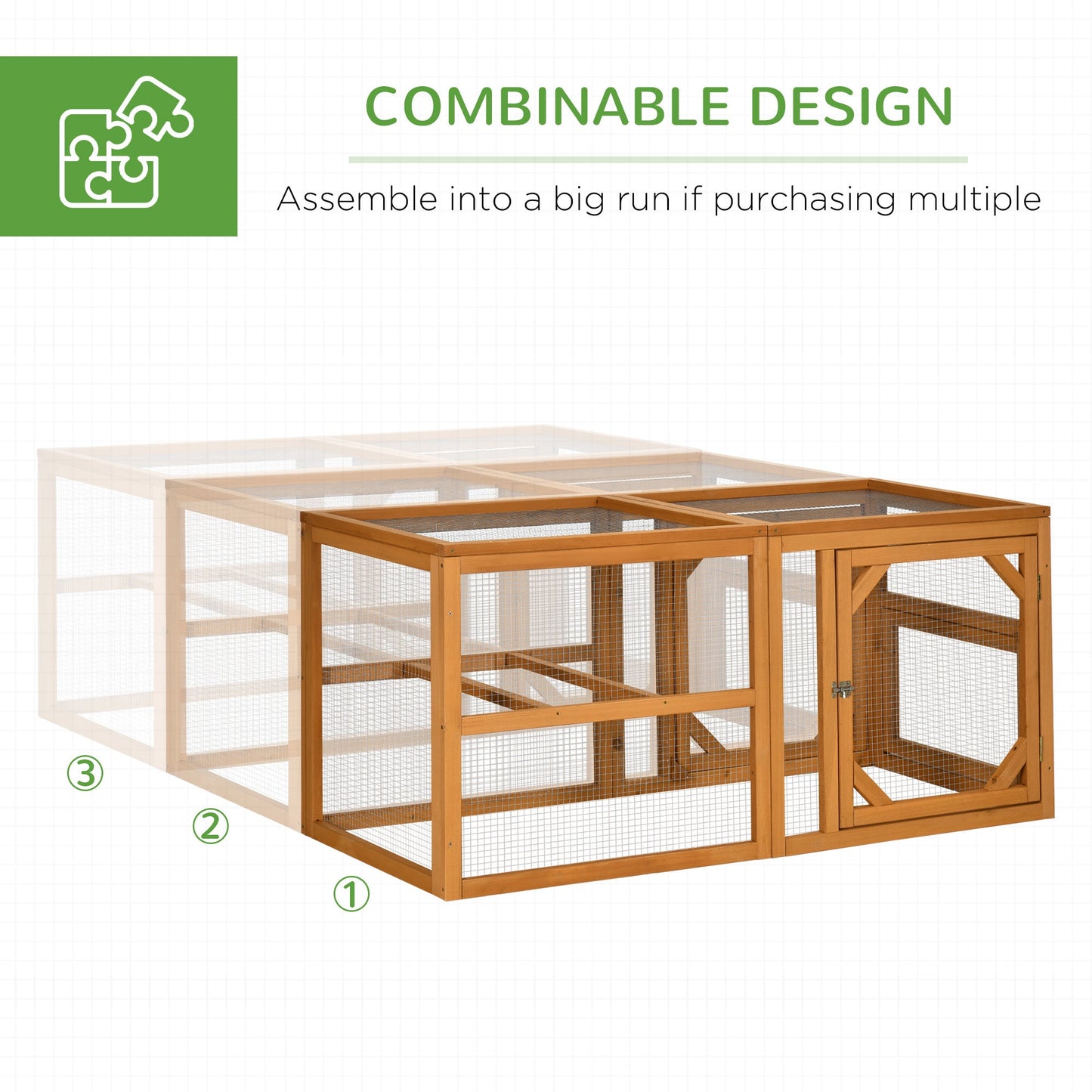 PawHut 2 Piece Wooden Chicken Coop and Run Set, Poultry Run Cage with Nesting Box, Slide-Out Tray, for 4-8 Chickens, Yellow