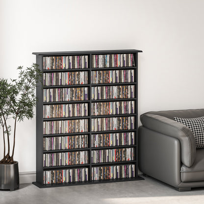 HOMCOM 16-Compartment Media Shelf - Black