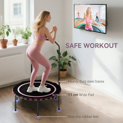 SPORTNOW 40" Foldable Fitness Trampoline Rebounder with Handle, Pink