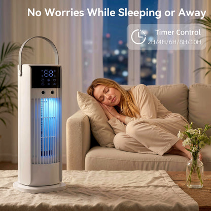 HOMCOM Tower Fan for Bedroom, 16 Inch Mist Desktop Fan with DC Motor, 3 Speeds, 90° Oscillation, 10H Timer, for Home Office