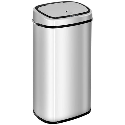 HOMCOM 72L Recycling Sensor Bin Stainless Steel 3 Compartments For Both Wet/Dry Waste w/Removable Lid Kitchen Home