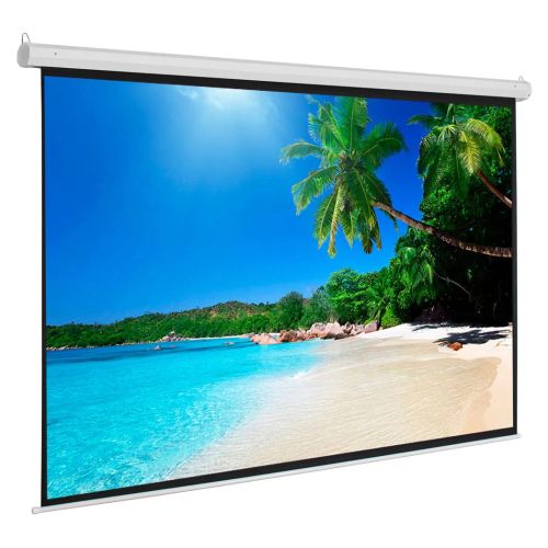 UK Plug, 100 inch 16:9 Aspect Ratio Manual Self-locking Warp Knitted White Plastic Projection Screen, White, with Screw Hooks, Pull-down Projector Screen