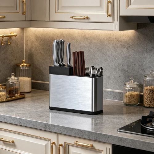 Kitchen Cutlery Holder Knife Block Storage Rack Organizer Utensils Chopstick Box(US Logistics only For USPS.TK/TMEU only For self-pickup)