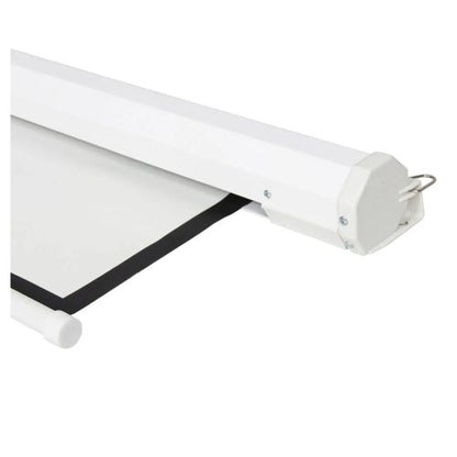 UK Plug, 100 inch 16:9 Aspect Ratio Manual Self-locking Warp Knitted White Plastic Projection Screen, White, with Screw Hooks, Pull-down Projector Screen