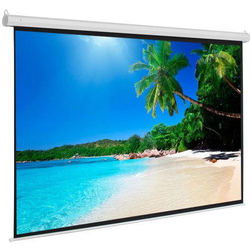UK Plug, 100 inch 16:9 Aspect Ratio Manual Self-locking Warp Knitted White Plastic Projection Screen, White, with Screw Hooks, Pull-down Projector Screen