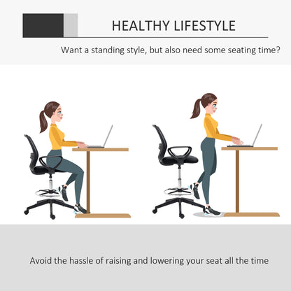 Vinsetto Ergonomic Mesh Back Drafting Chair, Tall Office Chair, Draughtsman Chair with Adjustable Height and Footrest 360\'c2\'b0 Swivel, Set of 5