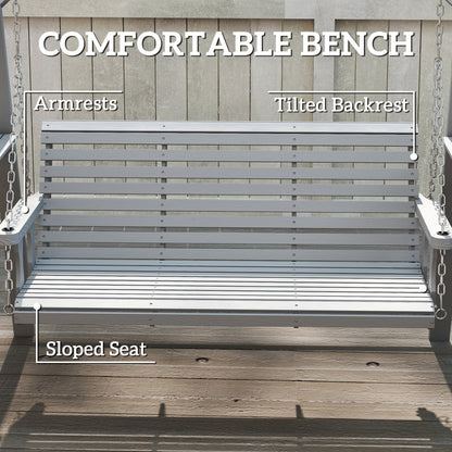 Outsunny Three-Seater Wooden Swing Bench, Dark Grey